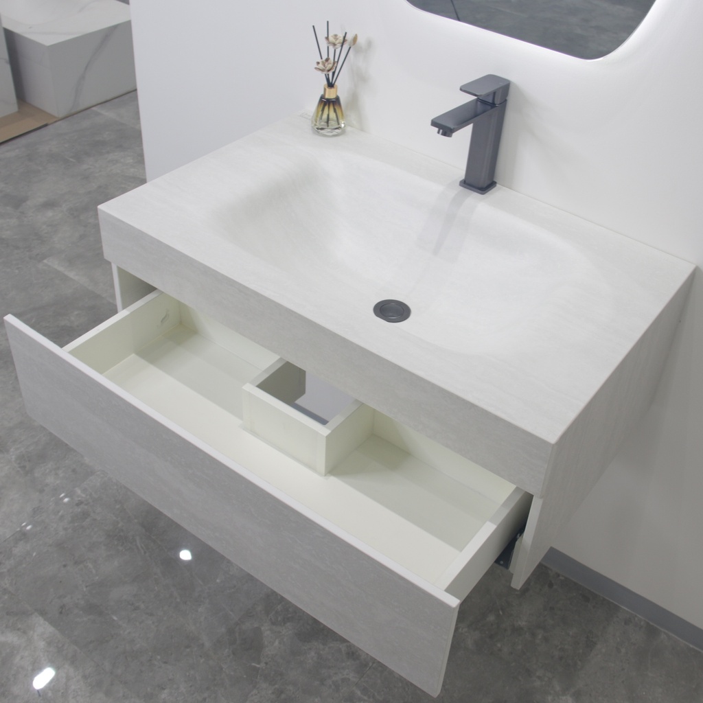 مغسلة بورسلان درج سحاب OS174 حوض رمادي فاتح 60سم 