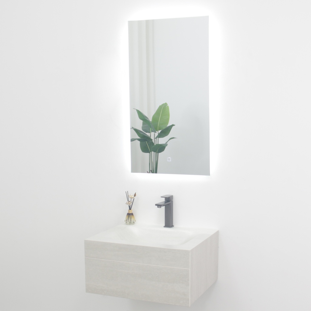 مغسلة بورسلان درج سحاب OS174 حوض رمادي فاتح 60سم 