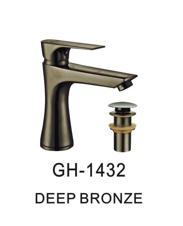 خلاط مغسلة  1432 برونزي غامق قصير مع هراب