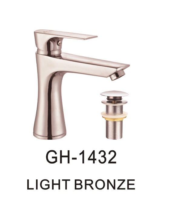 خلاط مغسلة 1432 برونزي فاتح قصير مع هراب