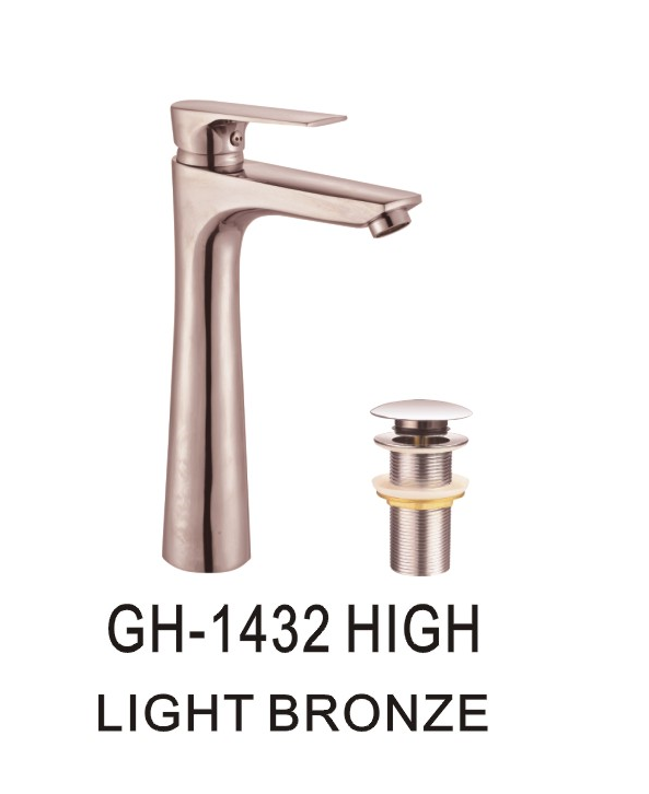 خلاط مغسلة 1432 برونزي فاتح عالي مع هراب