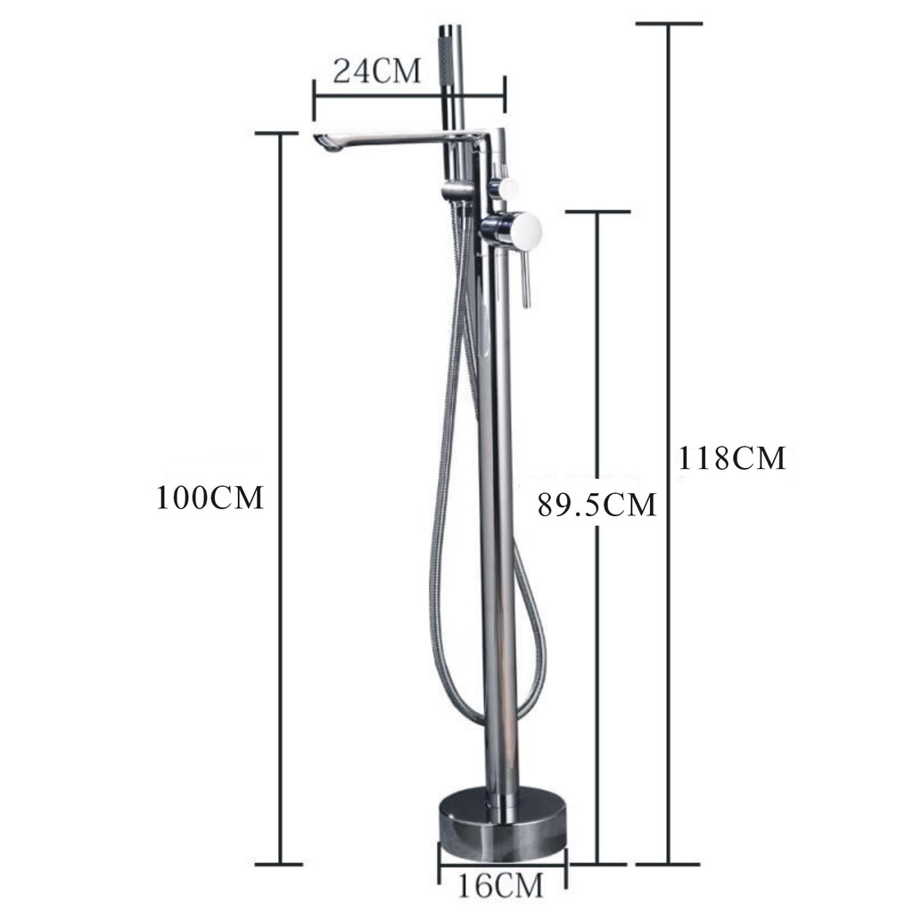 خلاط مغطس ارضي OS1832 صيني ORIENT STANDARD كروم مع سماعة 118 سم