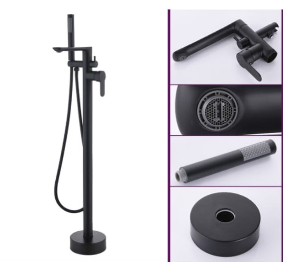 خلاط مغطس ارضي OS1832 صيني ORIENT STANDARD اسود مطفي مع سماعة 118 سم