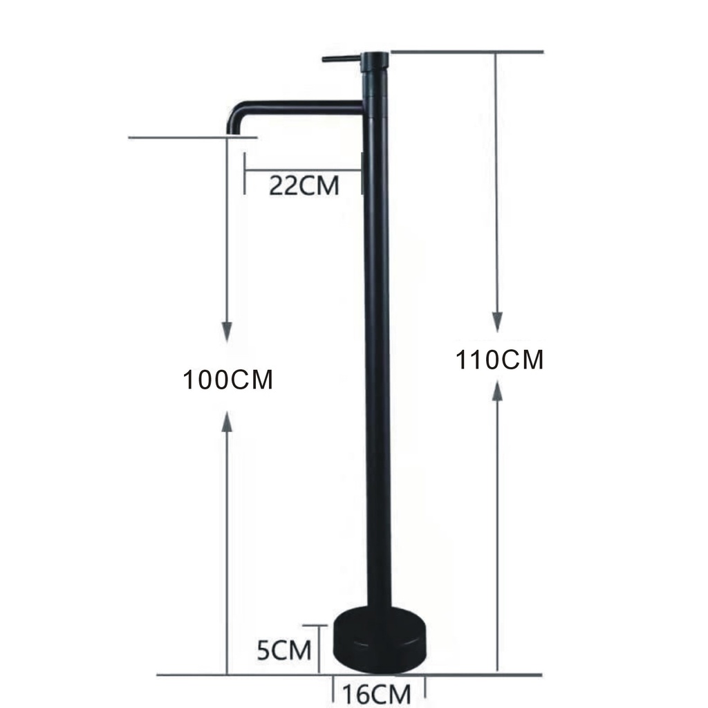 خلاط مغطس ارضي OS2132 صيني ORIENT STANDARD اسود مطفي 110 سم