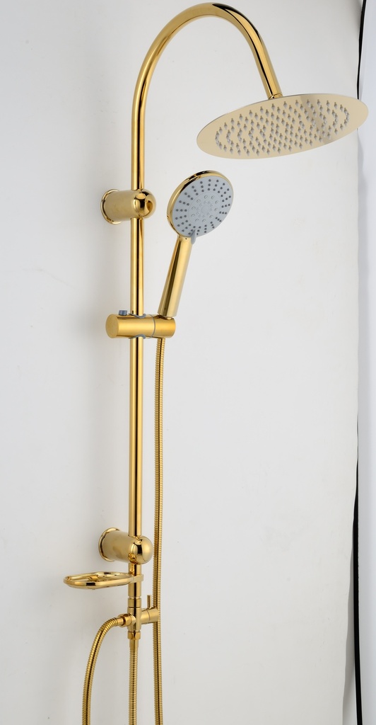 ماسورة دش SL1102 صيني ORIENT STANDARD ذهبي دائري 25*25 سم مع سماعة يد وصبانة