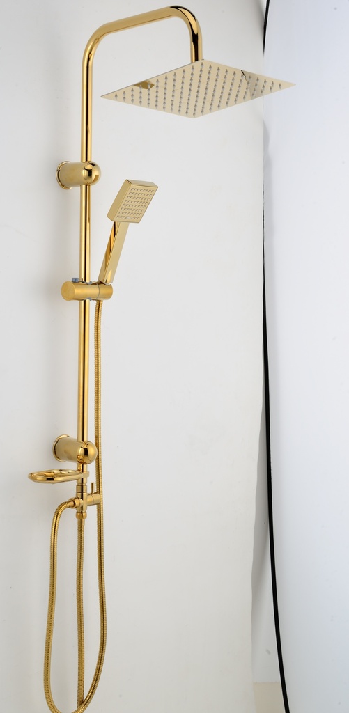 ماسورة دش SL1103 صيني ORIENT STANDARD ذهبي مربع 25*25 سم مع سماعة يد وصبانة