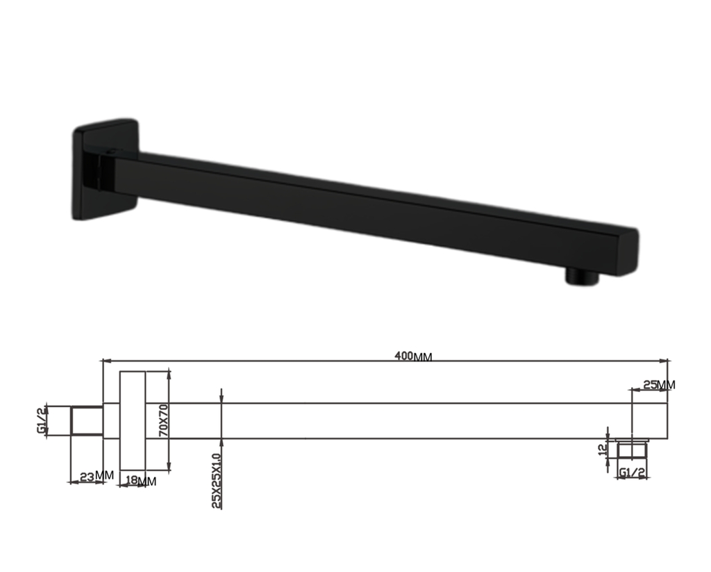 ماسورة جداري OS760069 SS304 صيني ORIENT STANDARD اسود مربع 40 سم