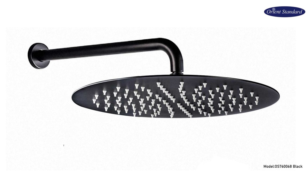 سماعة دش OS760068-B مدور مع ماسورة 30*30سم - لون أسود