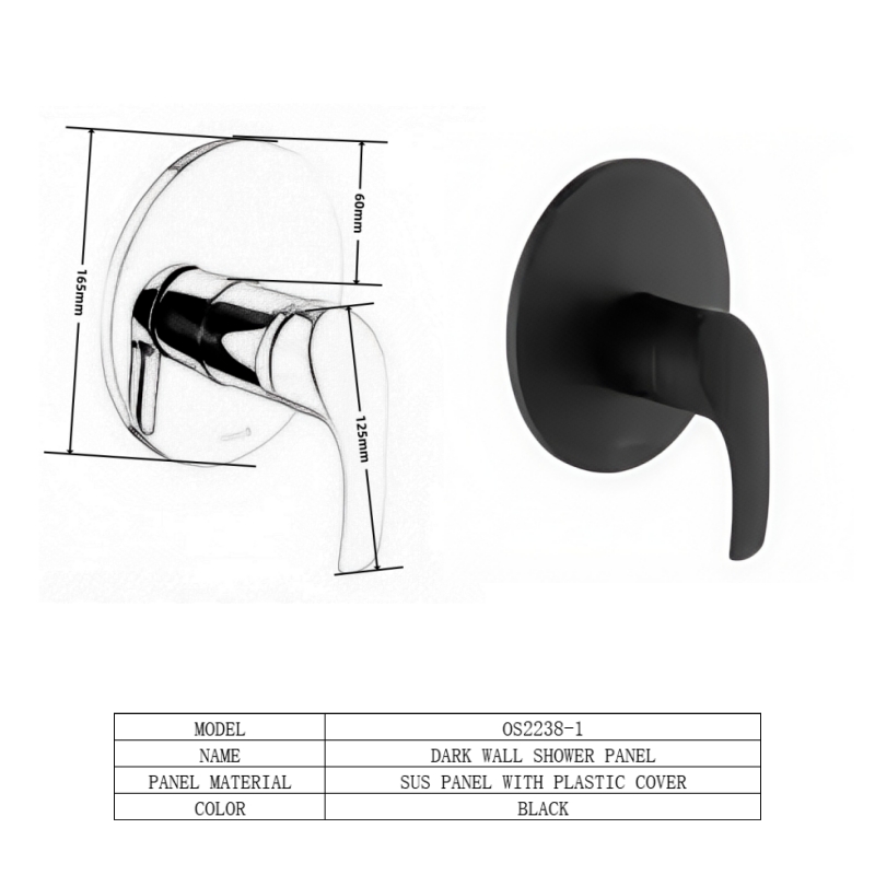 مسكة خلاط دش مخفي OS2238-1 خط واحد اسود دائري مع الوجه
