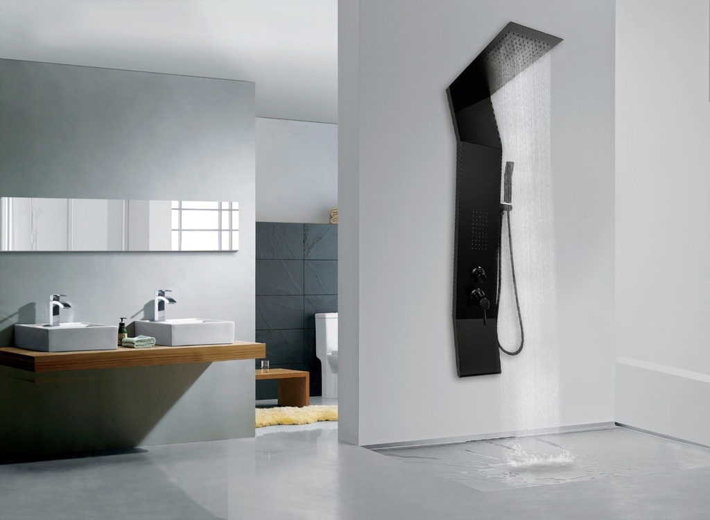 دش جداري استيل RR3001 اسود  140*22سم CURVED