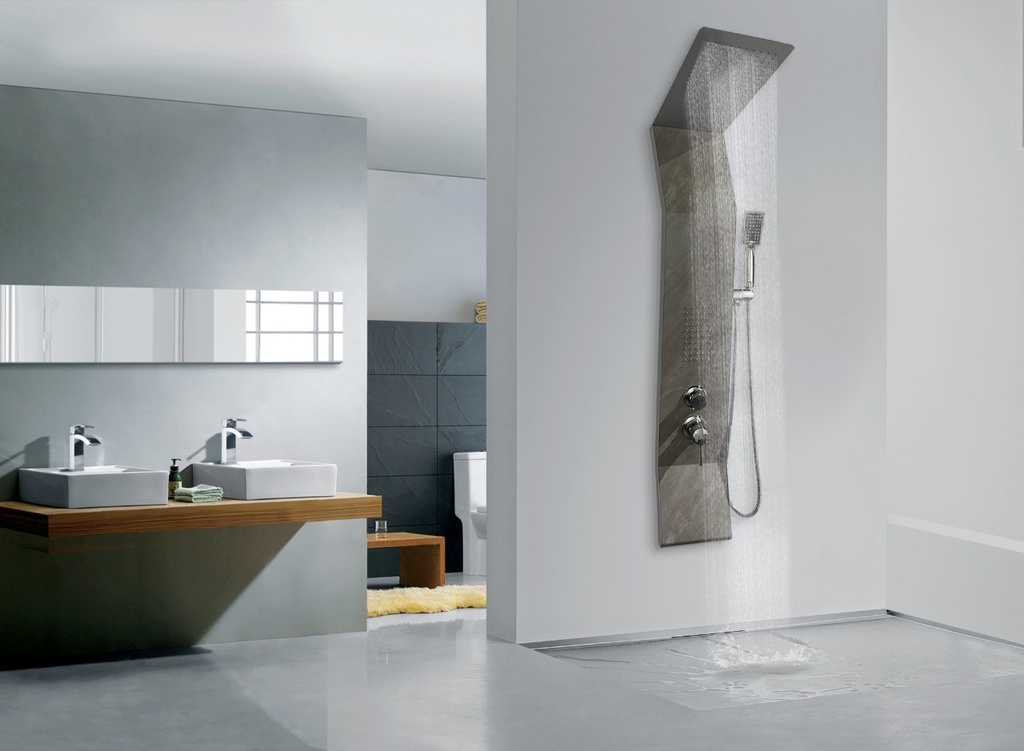 دش جداري استيل RR3001 رمادي  140*22سم CURVED