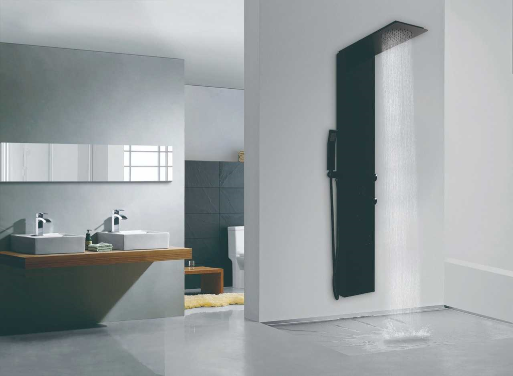 دش جداري استيل RR3004 اسود  140*22سم SLIM