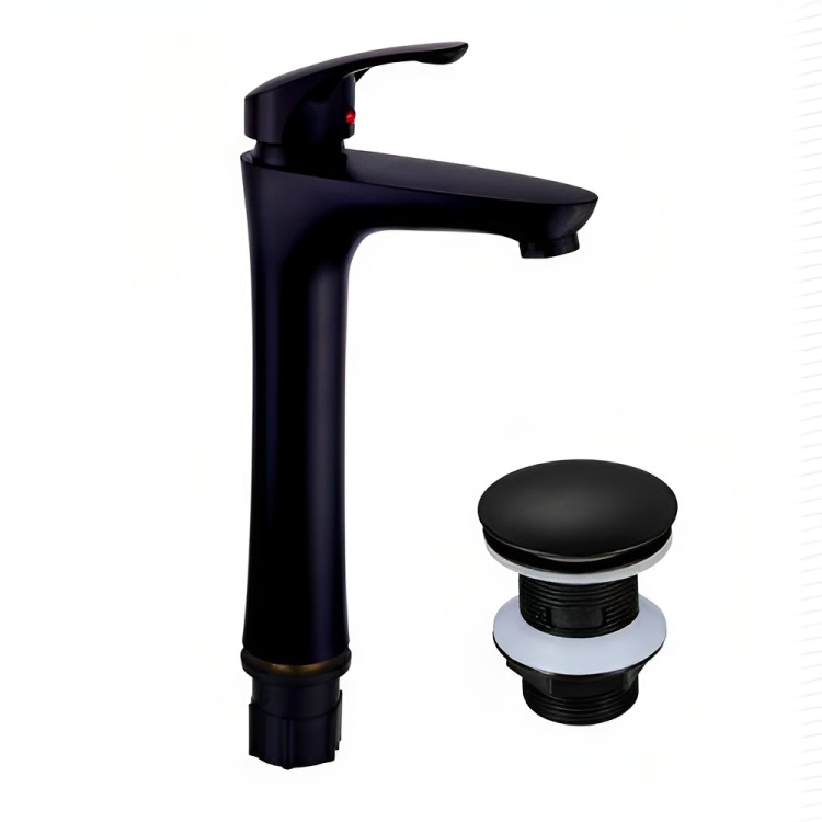 خلاط مغسلة ONE5032 صيني اسود عالي مع هراب