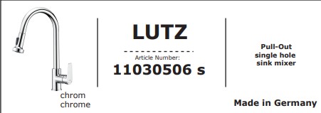 خلاط مجلى سحاب LUTZ 11030506 شون الماني كروم