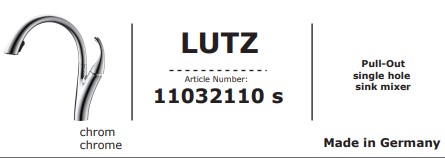 خلاط مجلى سحاب LUTZ 11032110 شون الماني كروم