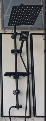 ماسورة دش صيني اسود مربع مع سماعة يد جانبية (MH)