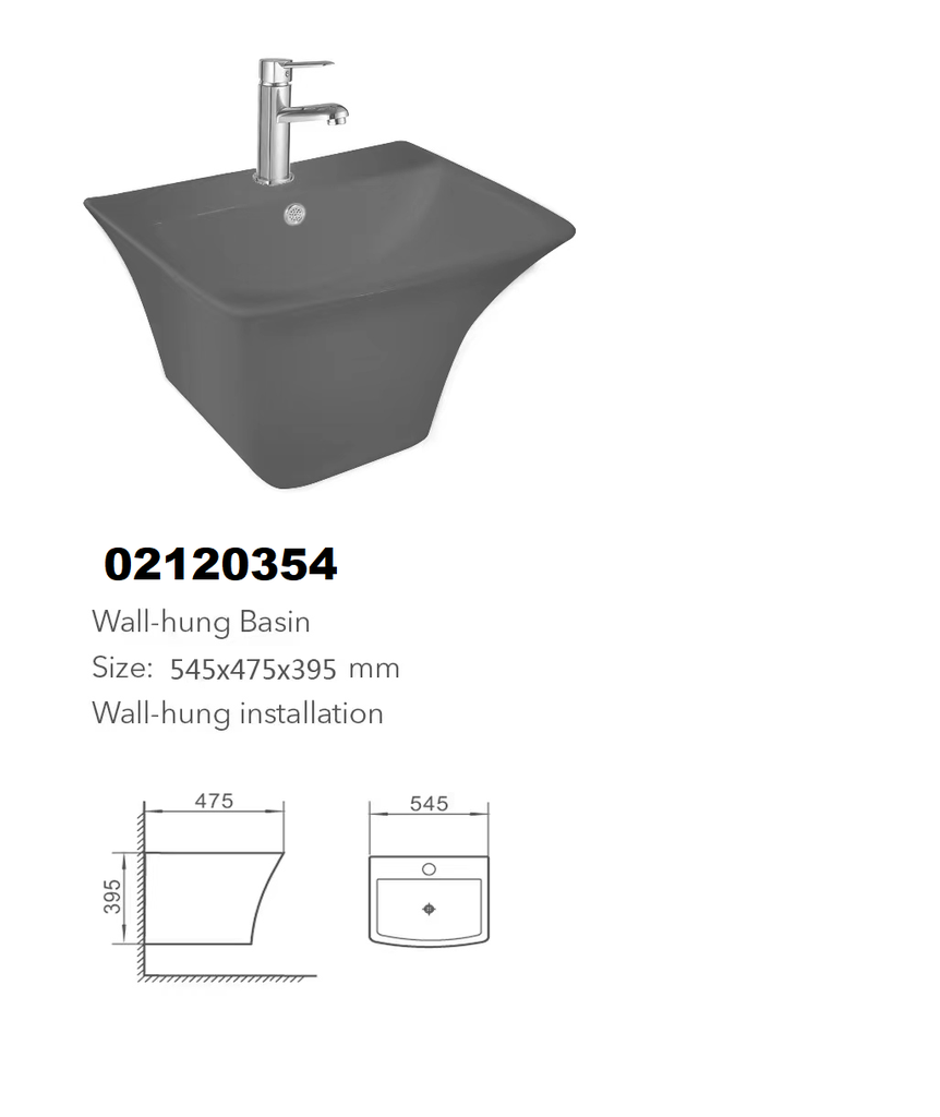 مغسلة سيراميك تعليق OS2120263-G رمادي مربع 53*44*36 سم