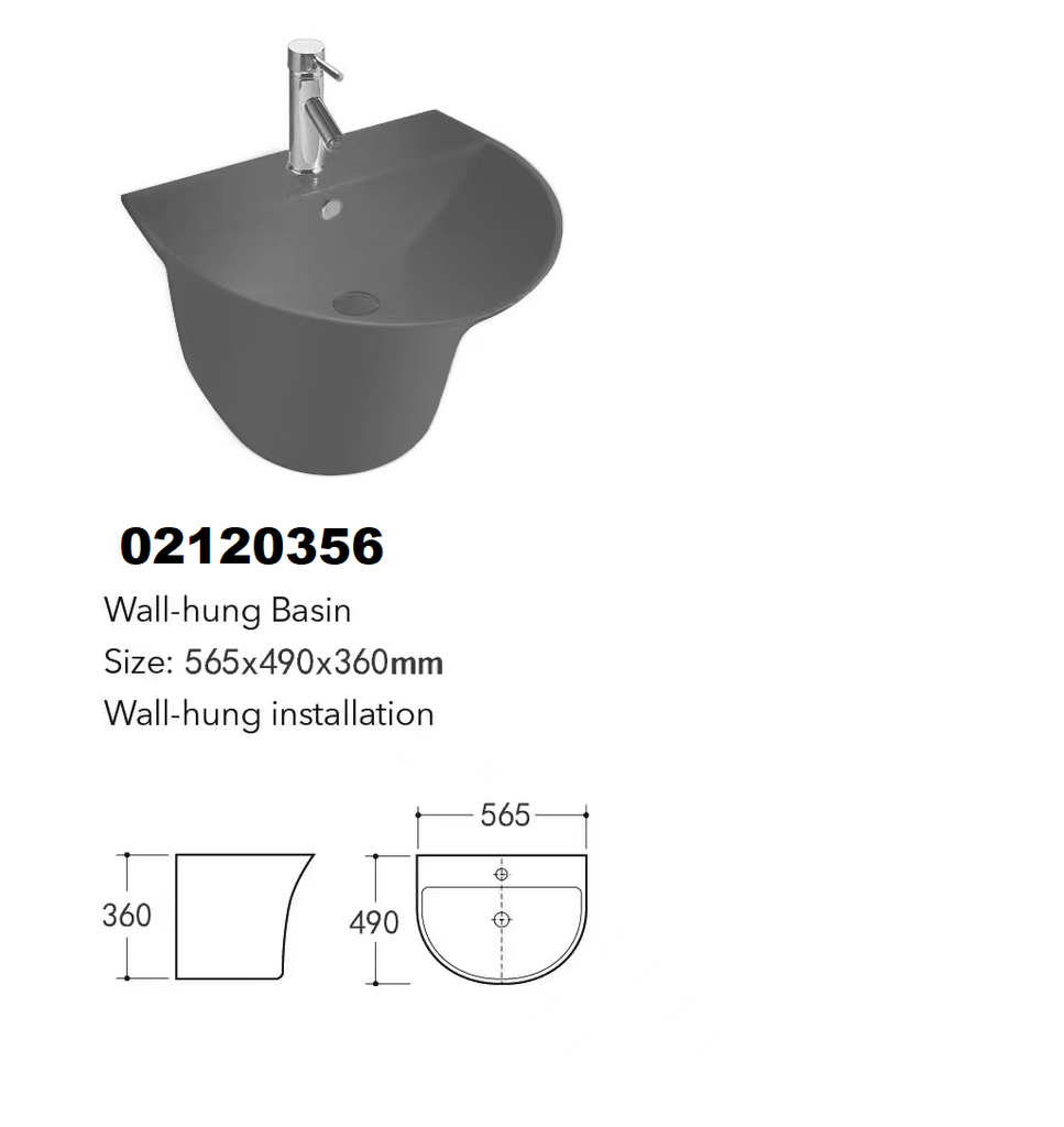 مغسلة سيراميك تعليق OS2120228-G رمادي دائري 56.5*49*38 سم