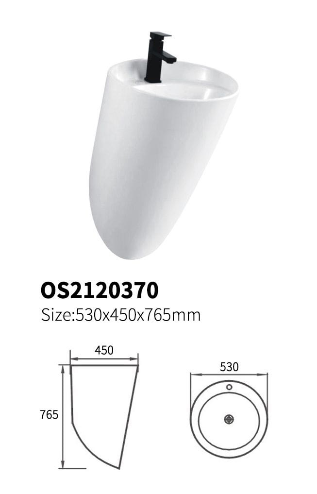 مغسلة سيراميك OS2120370 ابيض مقاس53*45*76.5 تعليق جداري