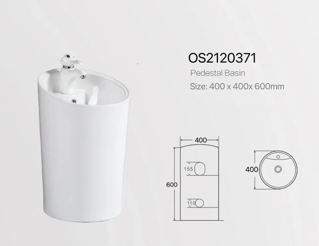 مغسلة أطفال سيراميك برميل OS2120371 مقاس60*40*40 ابيض
