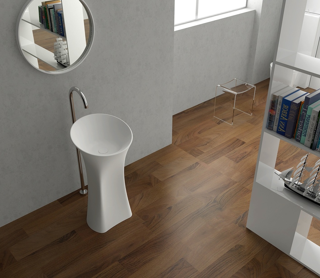 مغسله حجر برميل  دائري كبير RR5001004 ابيض مطفي 92*46*46