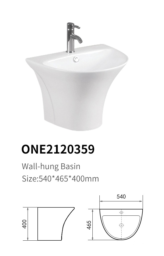 مغسلة سيراميك تعليق ONE2120359 صيني ONE ابيض 54*46.5*40 سم دائري