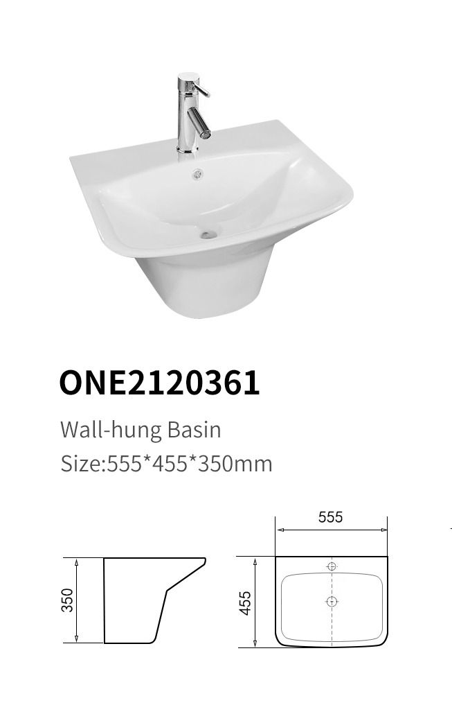 مغسلة سيراميك تعليق ONE2120361 صيني ONE ابيض 55.5*45.5*35 سم مربع