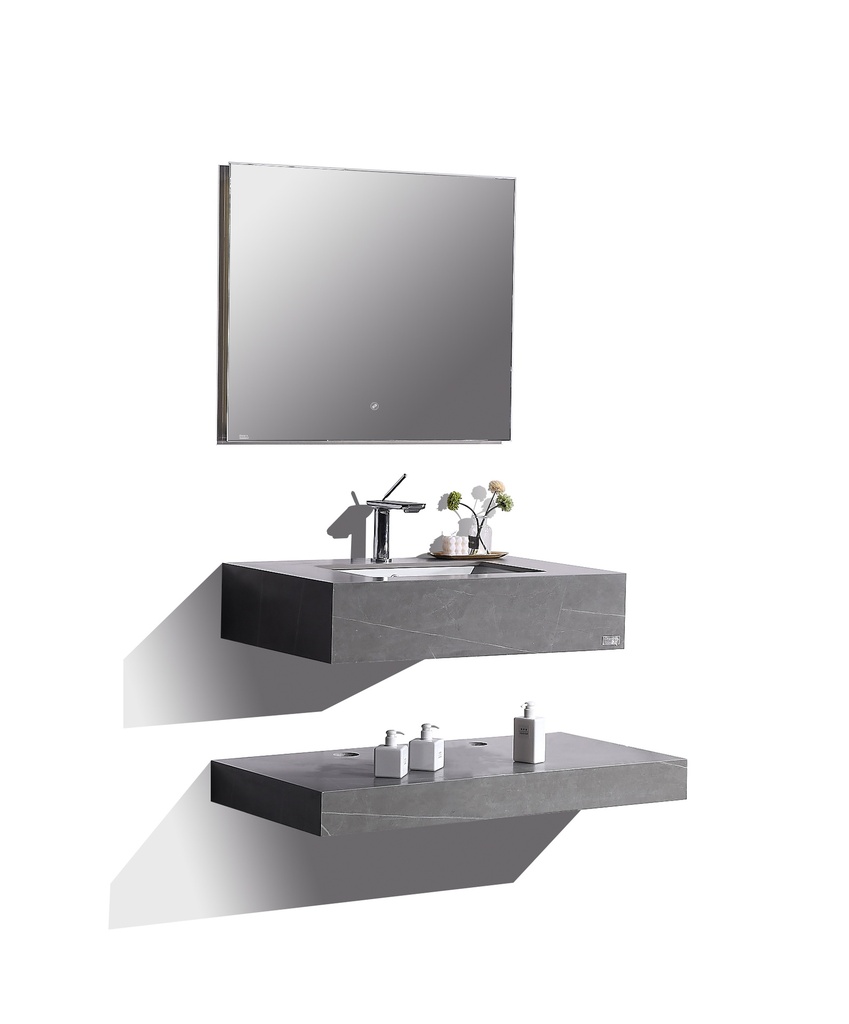 مغسلة حجر OS14 صيني رمادي ابيض 80 سم حوض سيراميك