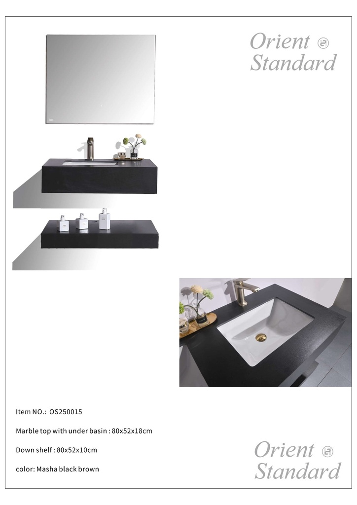 مغسلة حجر OS15 صيني اسود 80 سم حوض سيراميك