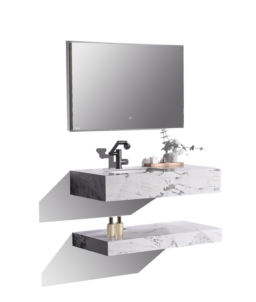 مغسلة حجر OS18 صيني ابيض رمادي 80 سم حوض سيراميك