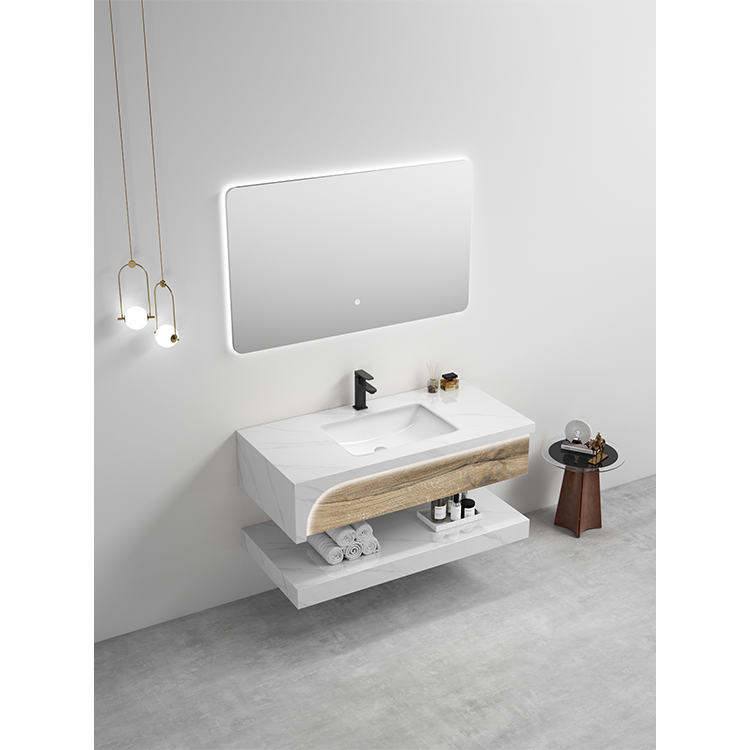 مغسلة بورسلان مضيئة OS61 صيني ابيض خشبي 80 سم حوض سيراميك