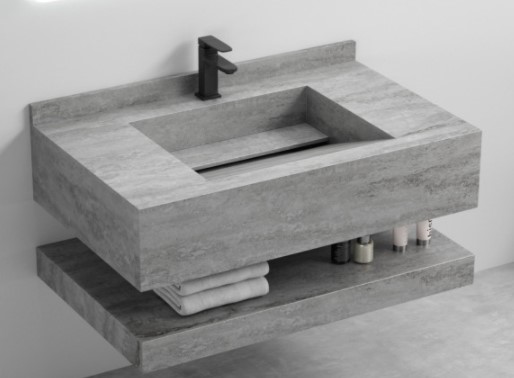 مغسلة بورسلان حوض شلال OS118 ترافيرتينو صيني رمادي غامق 60 سم