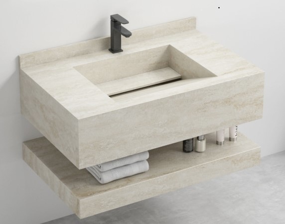 مغسلة بورسلان حوض شلال OS122 ترافيرتينو صيني بيج 60 سم