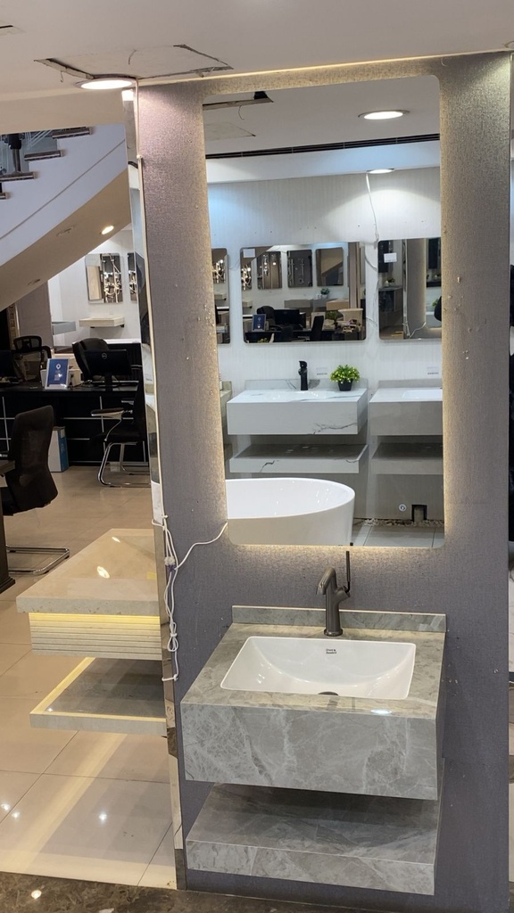 مغسلة بورسلان OS128 صيني رمادي رخامي 60 سم حوض حوض ليزر