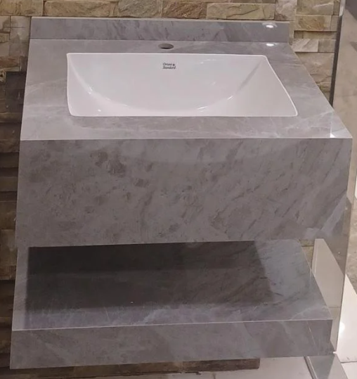 مغسلة بورسلان OS128 صيني رمادي رخامي 60 سم حوض حوض ليزر