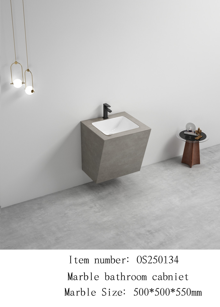 مغسلة تعليق بورسلان OS134 صيني رمادي رخامي 50 سم حوض ليزر