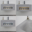 مغسلة بورسلان حوض hot binding باضاءة لمس OS139 صيني  ابيض 80 سم 