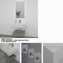 مغسلة بورسلان OS141 صيني حوض hot binding ابيض مرخم 60 سم مع مراية ليد ورف خشب رمادي