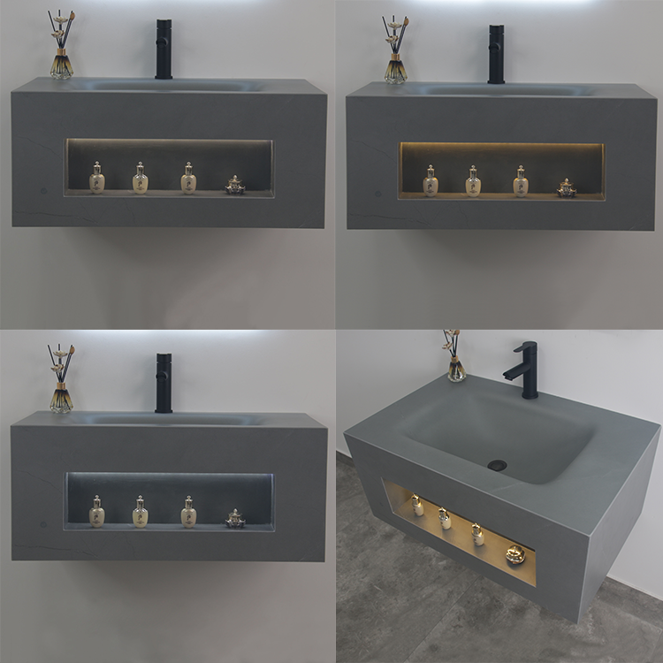 مغسلة بورسلان حوض hot binding باضاءة لمس OS144 صيني  رمادي 80 سم  