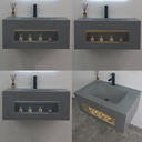 مغسلة بورسلان حوض hot binding باضاءة لمس OS144 صيني  رمادي 80 سم  