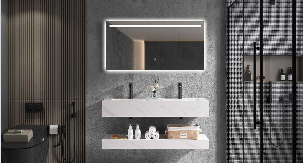 مغسله حجر صناعي OS06 حوض سيراميك بدون رف 150سم