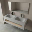 مغسلة بورسلان باضاءة لمس OS140 صيني رمادي 120سم حوضين hot binding