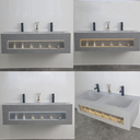 مغسلة بورسلان باضاءة لمس OS140 صيني رمادي 120سم حوضين hot binding