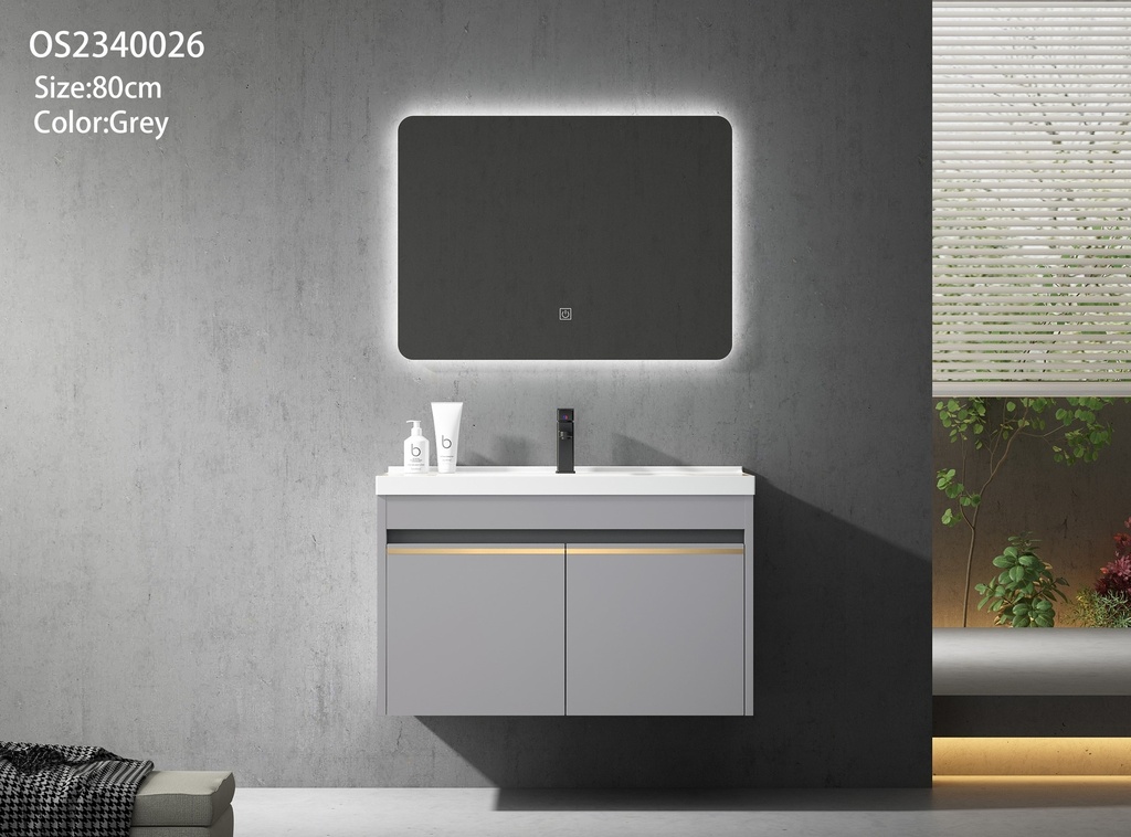 مغسلة OS2340026 PVC رمادي حوض سيراميك 80سم