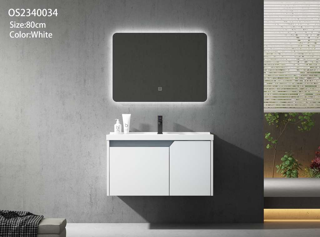 مغسلة OS2340034 PVC أبيض حوض سيراميك 80سم