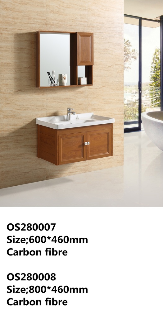 مغسلة دولاب كاربون فايبر OS280007 خشبي غامق 60*47 سم