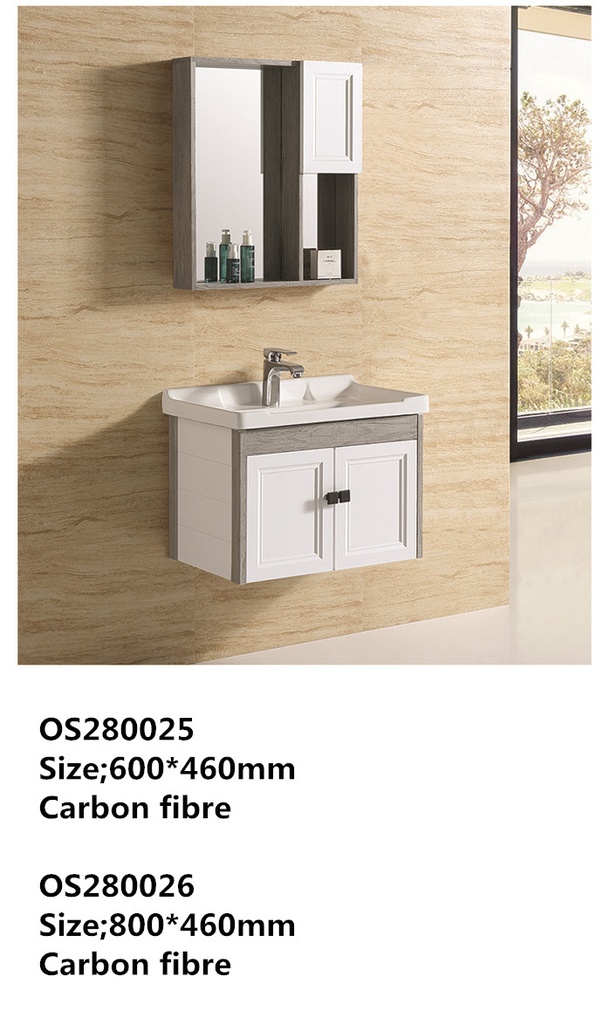 مغسلة دولاب كاربون فايبر (80)OS280026 ابيض رمادي 80*46 سم