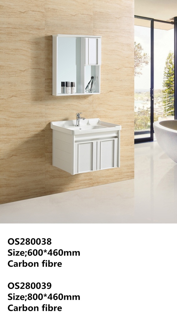مغسلة دولاب كاربون فايبر OS280039 ابيض 80*46 سم
