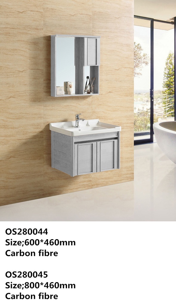 مغسلة دولاب كاربون فايبر OS280045 رمادي فاتح 80*46 سم