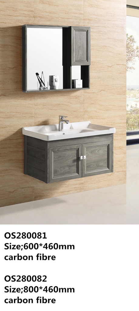 مغسلة دولاب كاربون فايبر  (80) OS280082 رمادي فاتح 80*46 سم